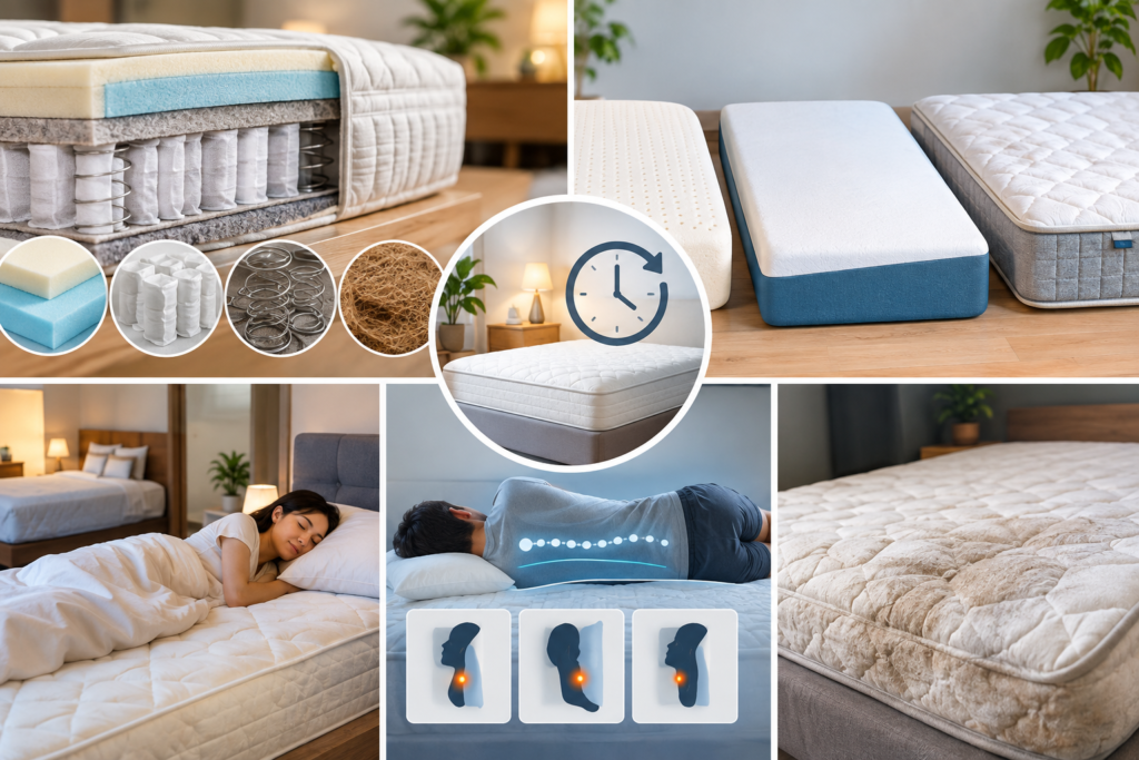 Factors that affect how long a mattress lasts, including usage, weight, mattress quality, and proper care